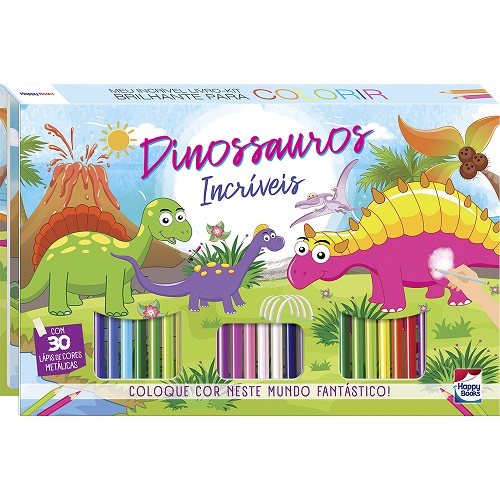 Imagem de MEU INCRIVEL LIVRO - KIT PARA COLORIR - DINOSSAUROS INCRIVEIS - HAPPY BOOKS