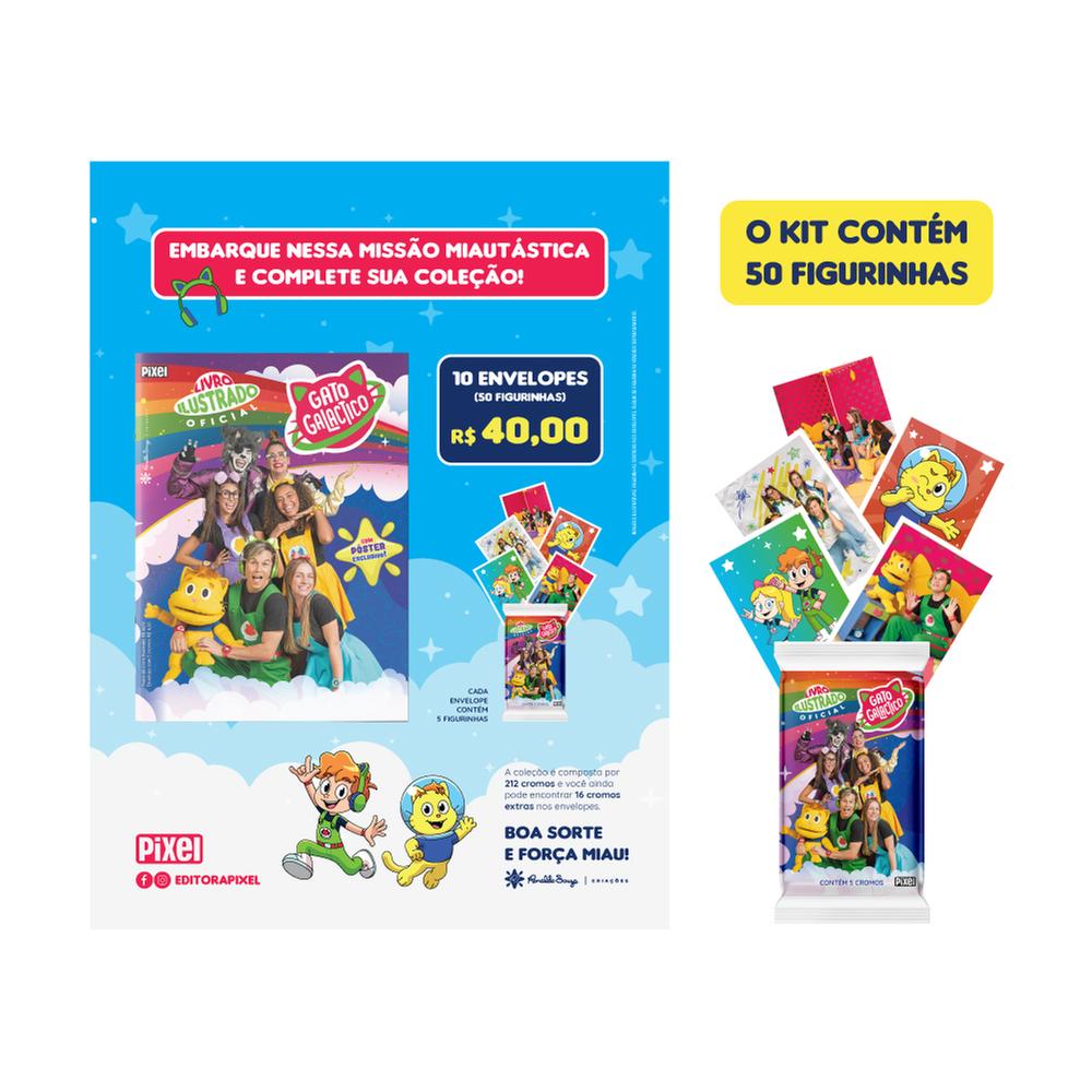 10 envelopes com 50 cromos, Kit Gato Galáctico