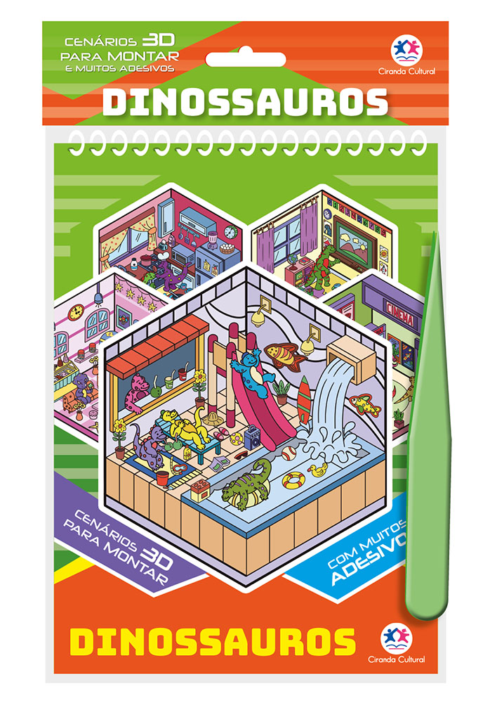 KIT DE ADESIVOS DE CENÁRIO 3D - COM PINÇA - DINOSS
