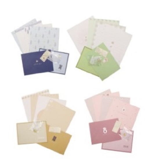 Kit 4 papeis de carta e 2 envelopes cute pets