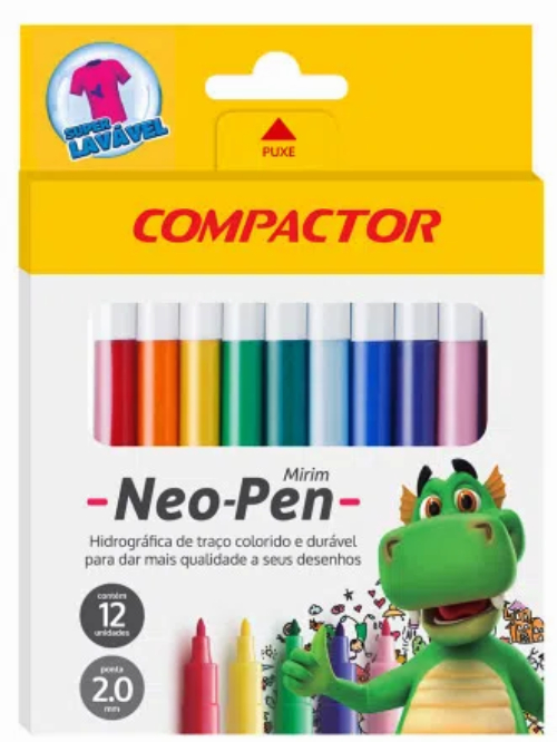 Caneta hidrográfica 12 cores neo pen mirim compact