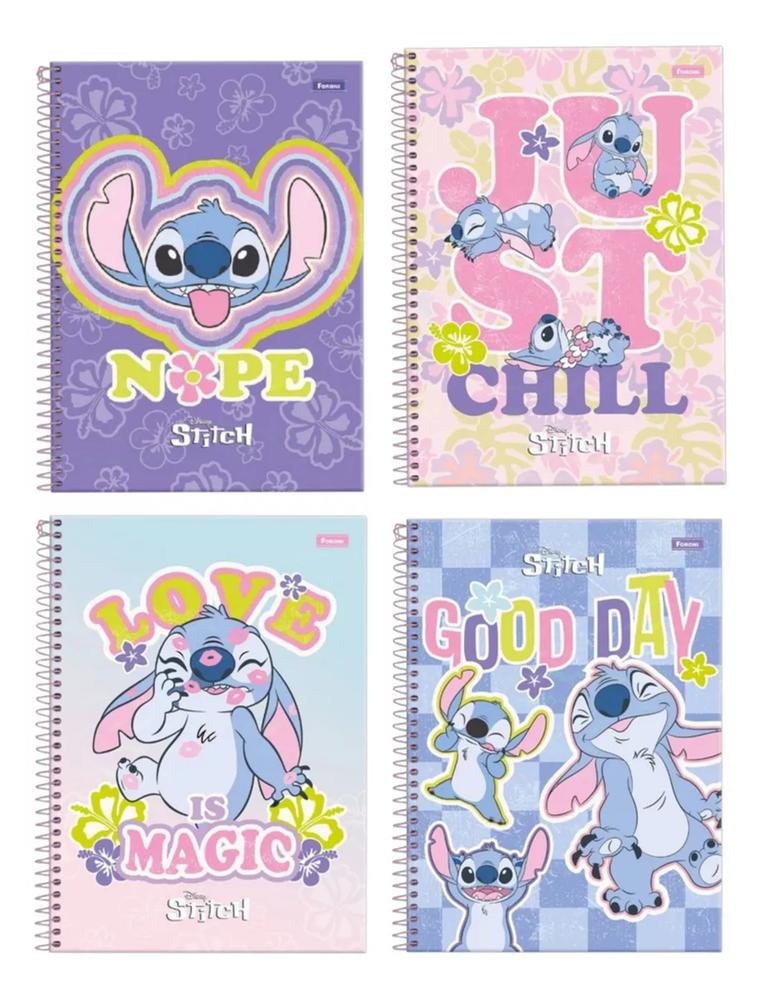 Caderno Universitário 10x1 160 Folhas Capa Dura Stitch Disney