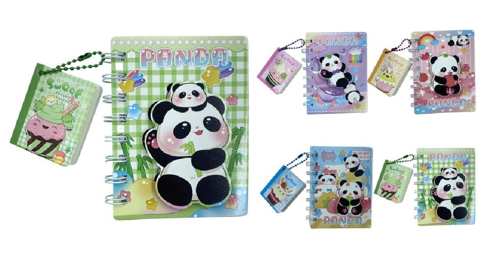 Caderno anotação panda c/ chaveiro 60f