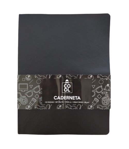 Caderneta de Anotações Grande Cool Preta 96 Folhas