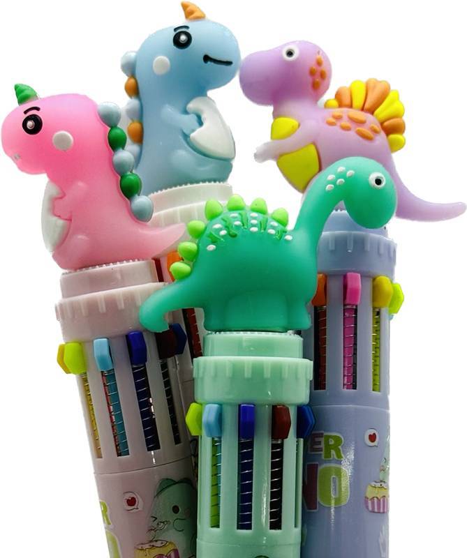 Caneta Esf 10 Cores Dinosaur