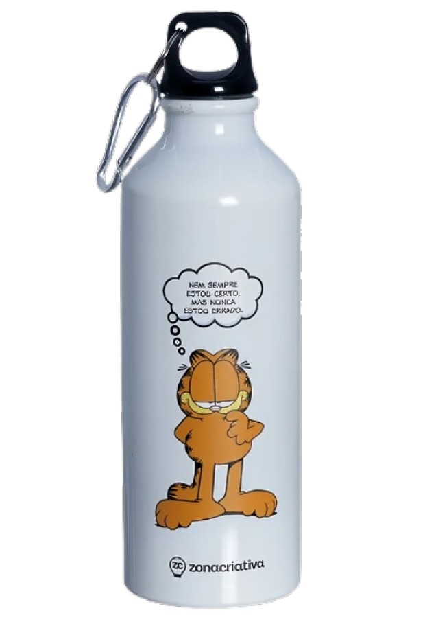 Garrafa Alumínio 500ml com Mosquetão Garfield